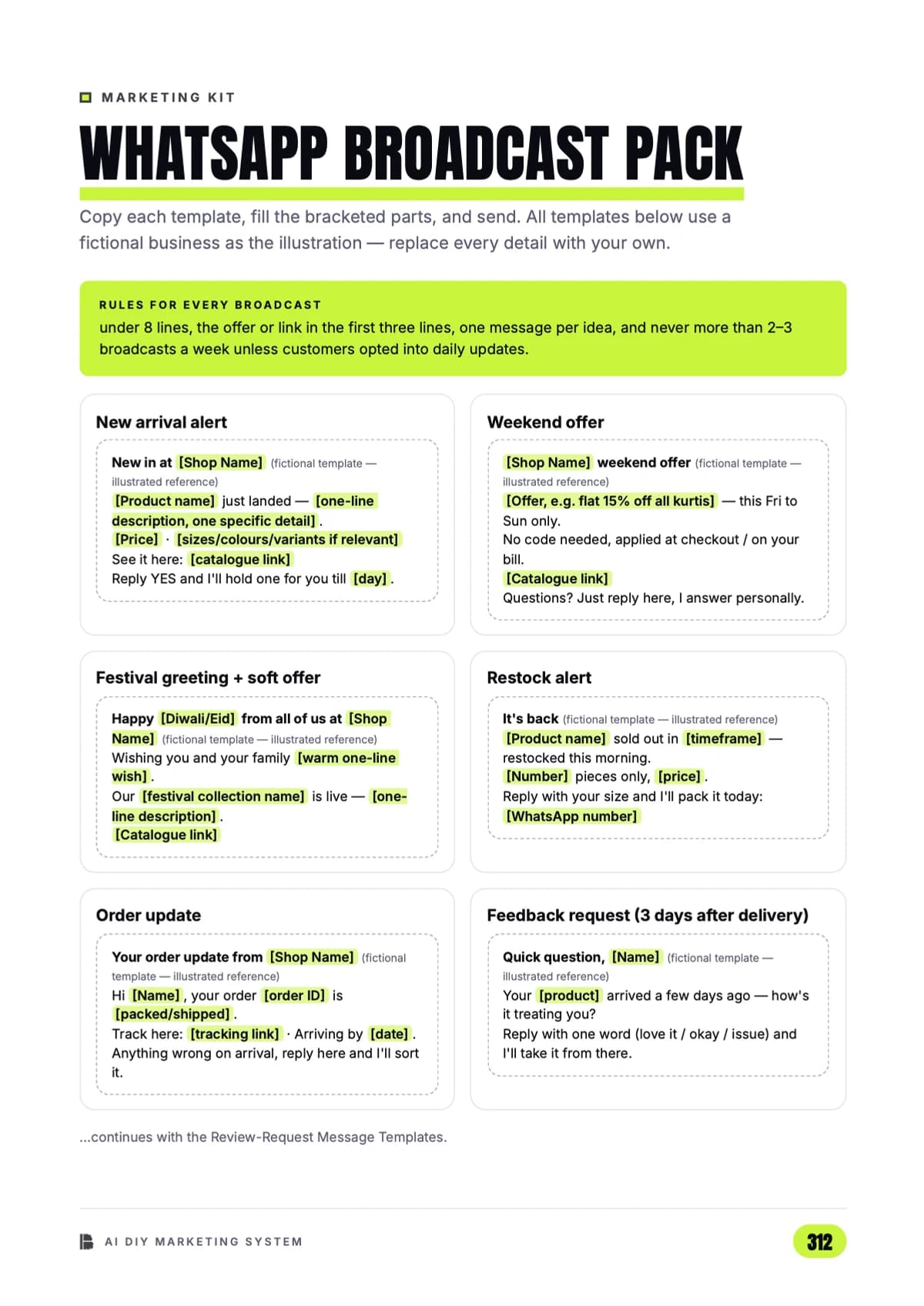 Marketing Kit — WhatsApp broadcast templates