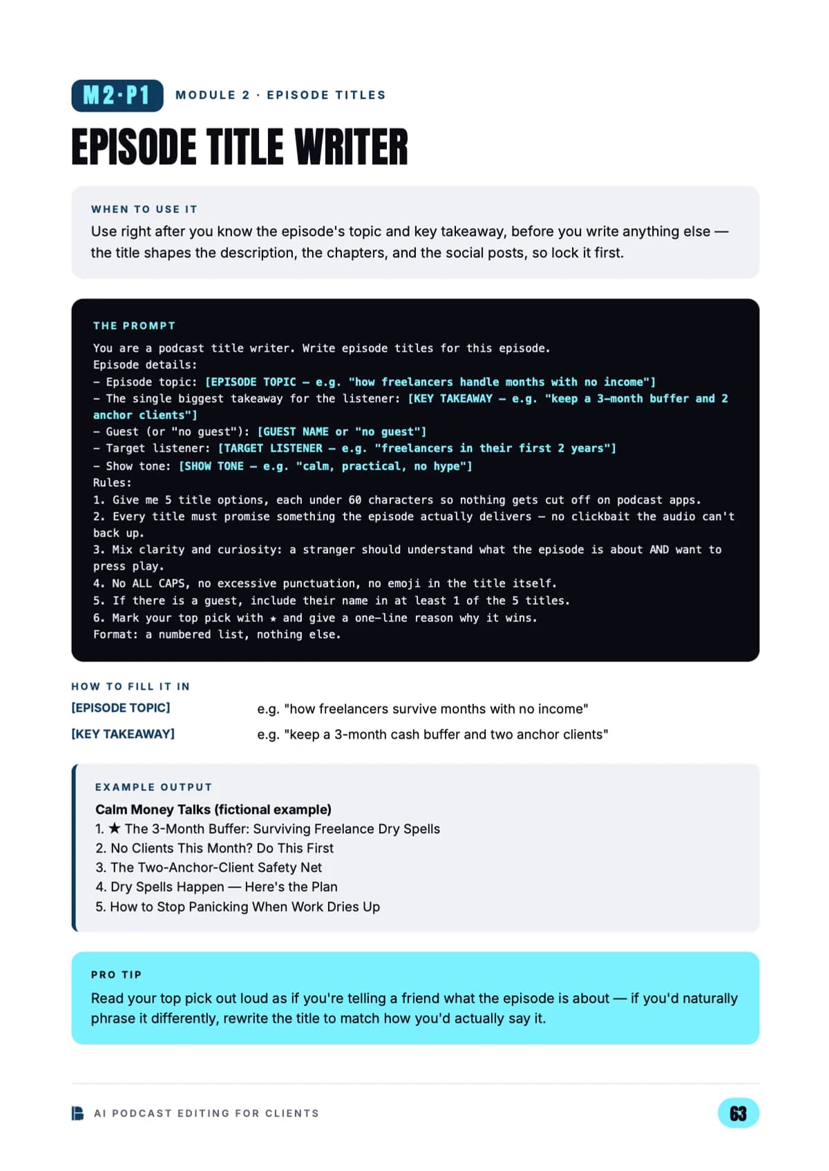 Episode titles — Module 2