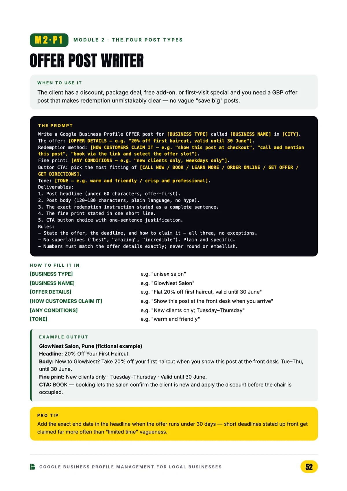 The offer post writer — Module 2